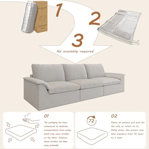 EASE MOOSE 115" 3 Seater Sectional Sofa, Boneless Couches - Image 3