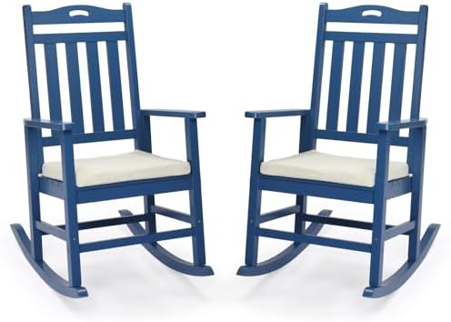 VINGLI Outdoor Rocking Chair Set of 2 Wood Rocking Chair by VINGLI