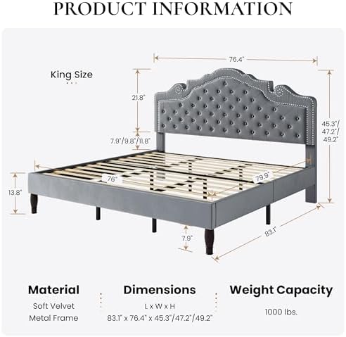SHA CERLIN King Size Platfrom Bed Frame - Image 2