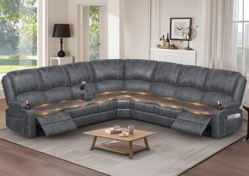 7 Seater Reclining Sofa Set, Modern Living Room Couch Set by SavortheHappyMoments