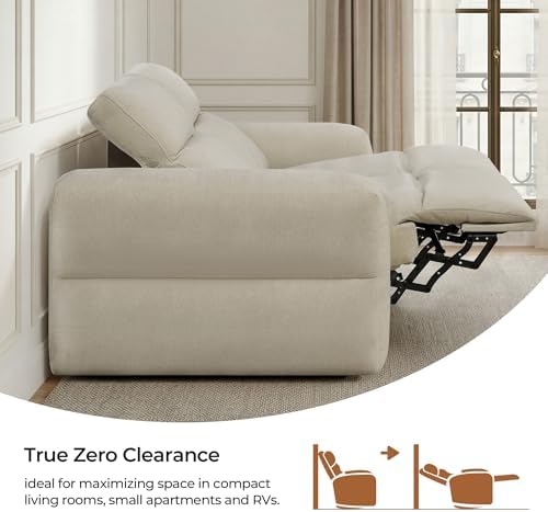 CHITA 125'' Power Recliner Sofa, Zero Wall Hugger Reclining Sofa - Image 4