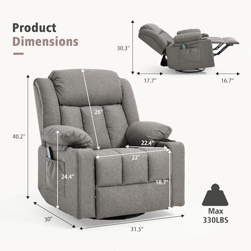 Ketaiyou Rocker Swivel Recliner Chair - Image 2