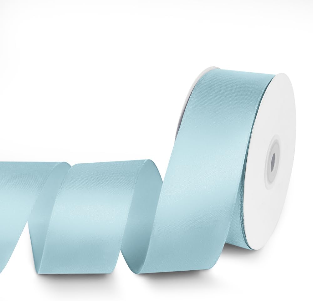 1-1/2" x 50 Yards Satin Ribbon - Light Blue Silk Ribbon with Spool - Ideal for Gift Wrapping, Floral Bouquets, Crafts, Wedding Party Decorations, Christmas and Sewing Projects