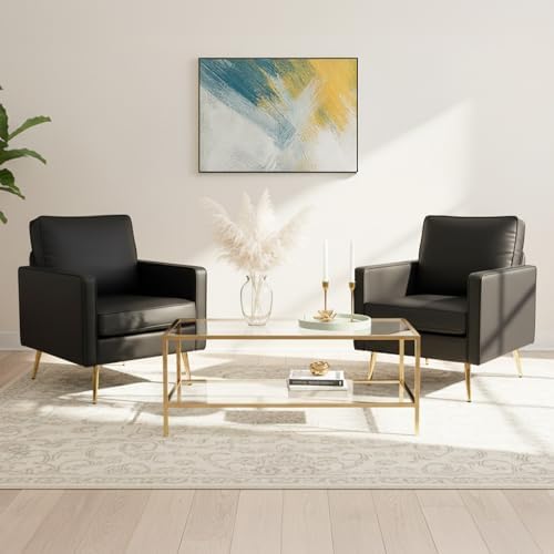 VINGLI Faux Leather Accent Chairs Set of 2 by VINGLI