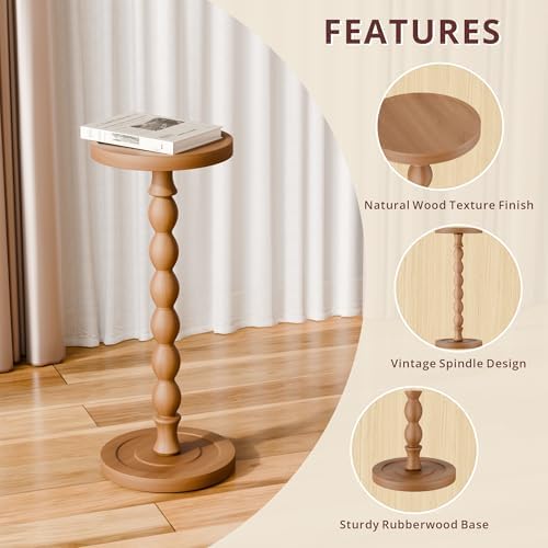 Small Round Side Table, Rubberwood‌ Drink Table - Image 5