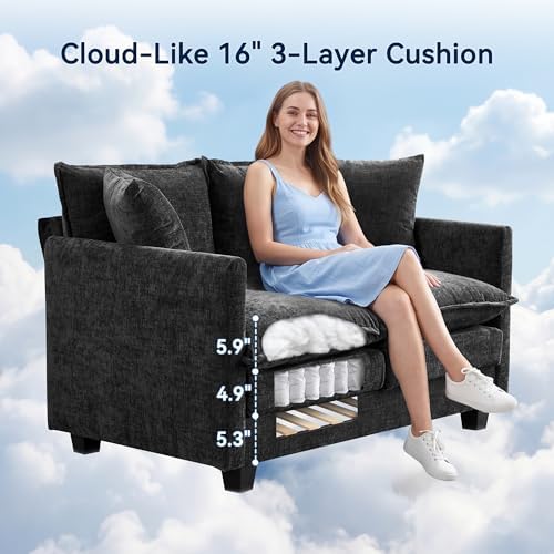 Loveseat Sofa Couch, Small Mini Compact 50" Love Seat 27" Deep Cloud Sofa Seat - Image 3