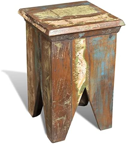 Handcrafted Reclaimed Wood Stool, Vintage Rustic Accent Side Table, Stable by Unknown