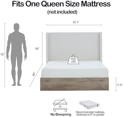 Queen Textured Canvas Chenille Bed Frame - Image 2
