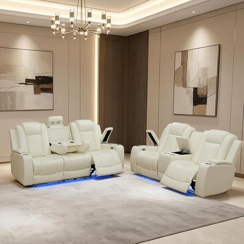 2-Piece Power Recliner Sofa Sets, Leather Reclining Couch Set by SaxumTegmen
