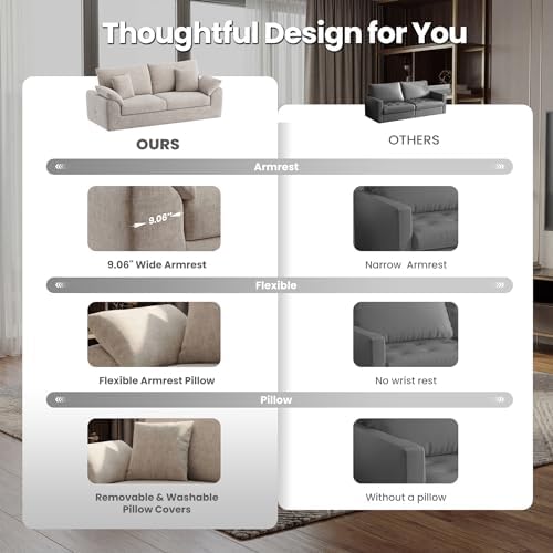 75.6" Cloud Boneless Sofa, Loveseat Couches - Image 5