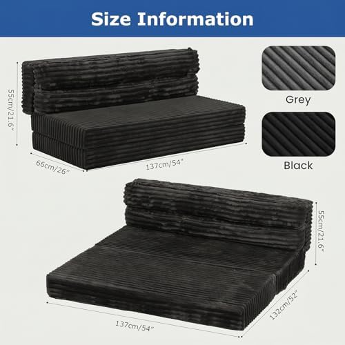 Erament Tri-Fold Futon Sofa Bed, 6 Inch Foldable Floor Couch, High-Density Foam - Image 2