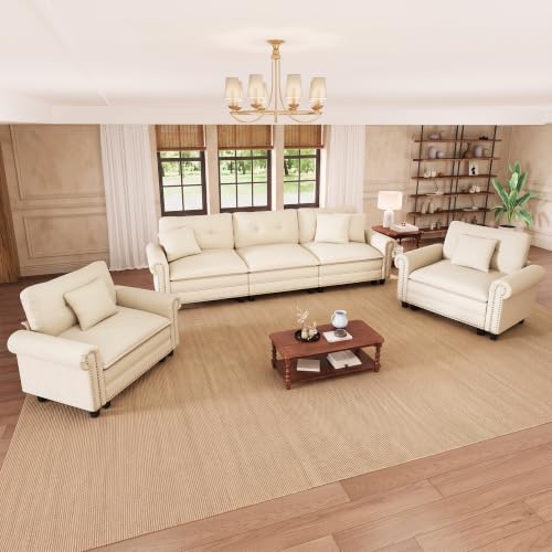 PHI VILLA Modular Sectional Sofa and Cloud Chair Set Living Room 3-Piece by PHIVILLA