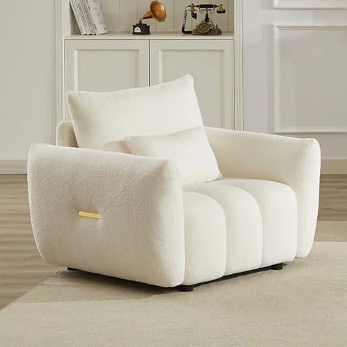 Antetek 35" Modern Accent Single Sofa Chair, Comfy Deep Seat Teddy Fabric by Antetek