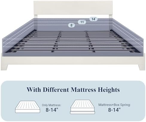 Allewie King Size Upholstered Bed Frame Adjustable Headboard - Image 7