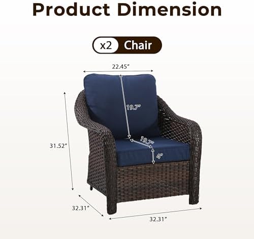 Outdoor Wicker Chair Set of 2, All-Weather Use Patio Rattan Chair - Image 2