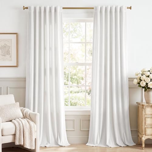 StangH White Velvet Curtains Light Dimming Privacy, W52 x L96, 2 Panels by StangH