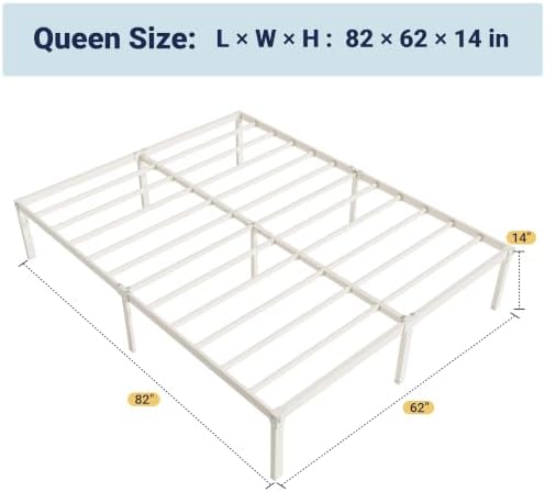 Allewie Queen Bed Frame, 14 inch Metal Beds - Image 2