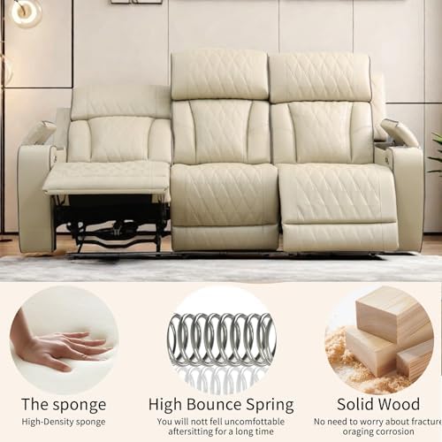 Power Recliner Set with LED Lights, Quilted Air Leather Reclining Set with USB - Image 3