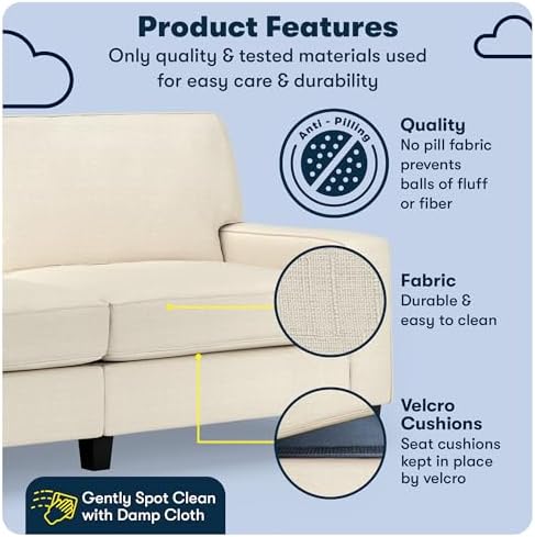 Serta Palisades 78" Track Arm Sofa, Easy Care Polyester, Soft Pillow Back - Image 3