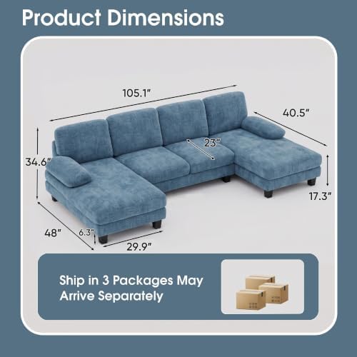 Furniwell U-Shaped Convertible Sectional Sofa Couch - Image 2