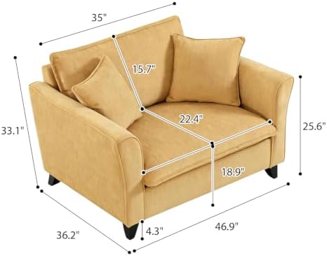 ERYE 46.9" Chenille Upholstered Accent Chair Wide Seat - Image 2
