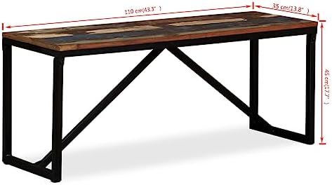 SKM Bench Solid Reclaimed Wood 110x35x45 cm - Image 5