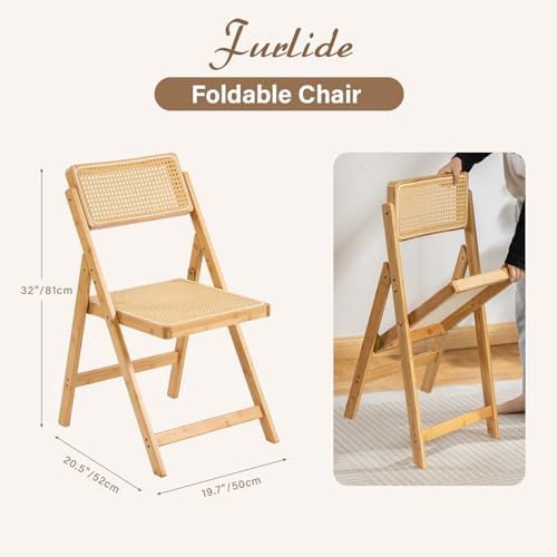 Furlide Rattan Folding Chair, Bamboo Dining Chair - Image 2
