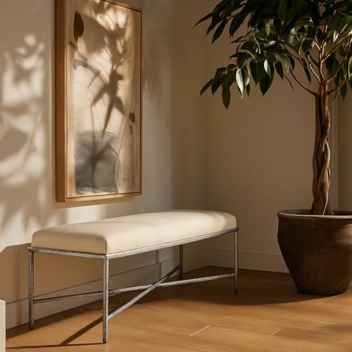 Meridian Furniture 22065Cream Valley Collection Modern | Contemporary Bench - Image 2