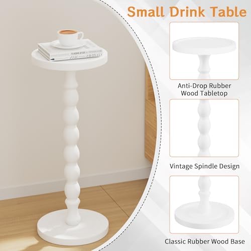 Small Round Side Table, Rubberwood‌ Drink Table - Image 5