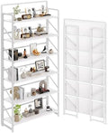 JSB 6 Tier No Assembly Folding Bookshelf, 30.3" Wide Foldable Storage Bookcase by HomeFurniture