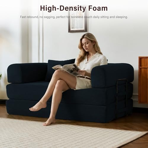 59" Convertible Sofa Bed, Boneless Sleeper Futon Couch - Image 6