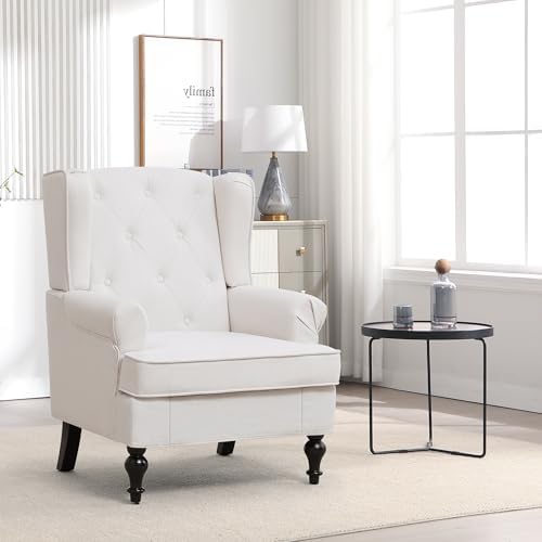 Accent Chair Set of 2, Mid Century Modern Upholstered Wingback Chair, Armchair - Image 3