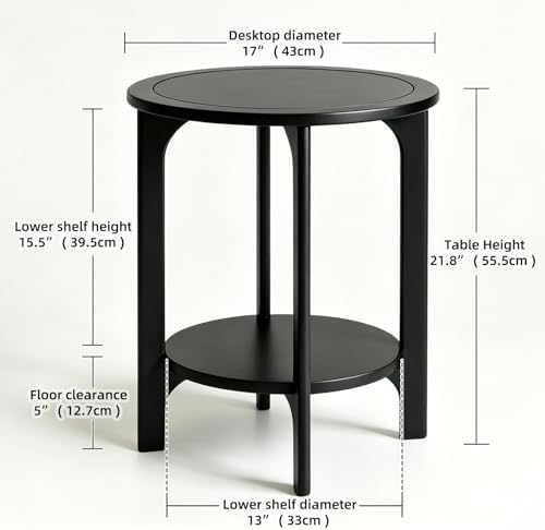 Black Solid Wood Round Side Table - Image 2