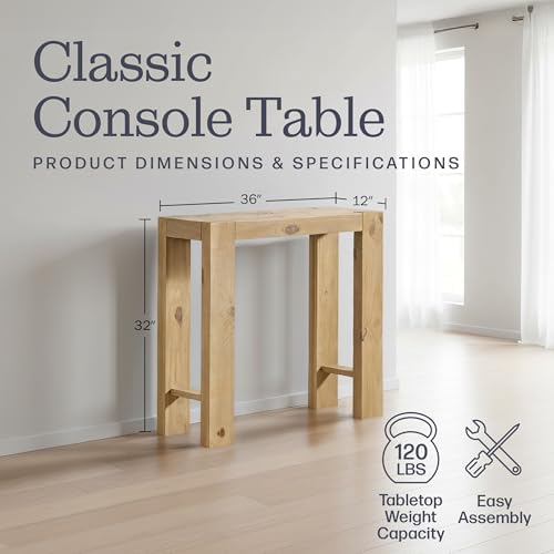 Alaterre Classic Solid Wood Entryway Console Table, Light Oak, 36 Inch - Image 2