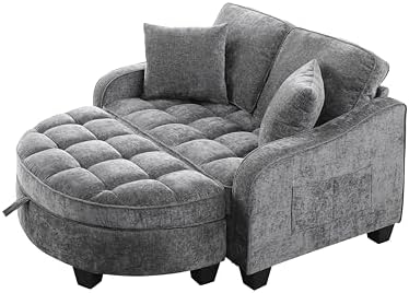 ERYE Chenille Tufted Loveseat Sofa and Ottoman Set - Image 5