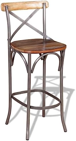 Solid Reclaimed Wood Bar Stool Chair Antique-Style Handmade Barstool - Image 3