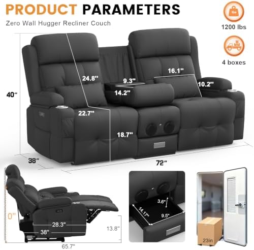 Home Theater Seating, Power Loveseat Recliner Sofa - Image 2