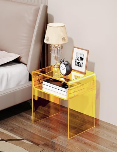 Clear Acrylic End Table 2-Tier Bedside nightstand - Image 2