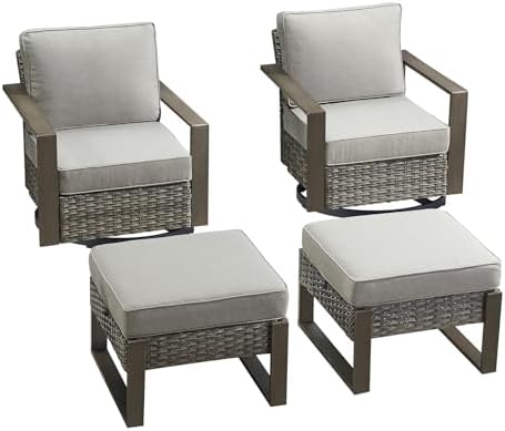 4 Pieces Outdoor Wicker Swivel Rocker Chairs - Image 6