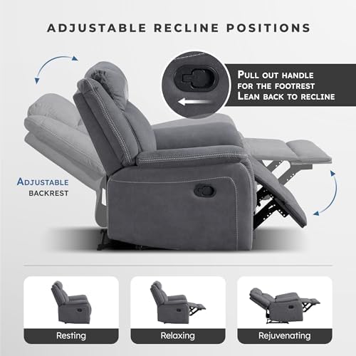 Lexicon Polished Microfiber Wall Hugger Manual Double Reclining Sofa - Image 5