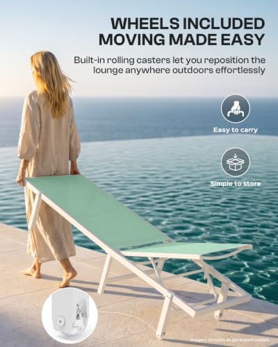 Pool Lounge Chairs Set of 2, Aluminum Outdoor Lounge Chair - Image 3