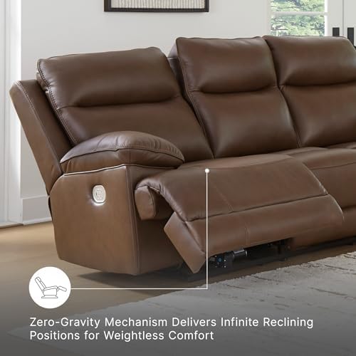 Signature Design by Ashley VonRyan Power Reclining Sofa, Top Grain Leather - Image 6