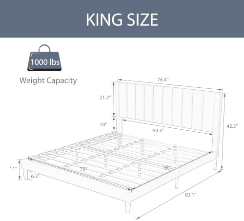 Allewie King Platform Bed Frame/Velvet Upholstered Bed Frame - Image 2