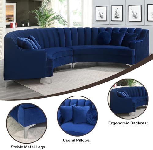Legend Vansen Semicircle Modular Curved Velvet Sectional Sofa, 141.34”Oversized - Image 5