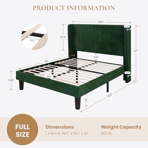 SHA CERLIN Full Corduroy Platform Bed - Image 2