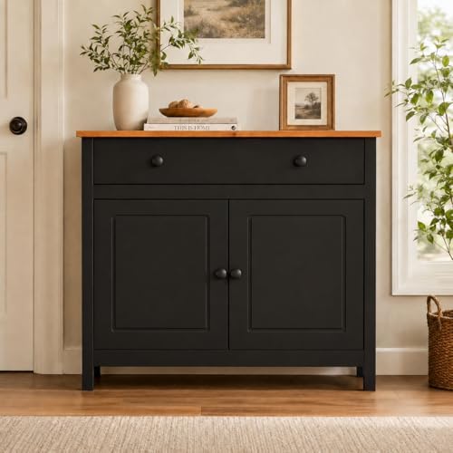 From the Tree Furniture 44" Wide Black & Pine Top Solid Pine Shaker Sideboard by FromTheTreeFurniture