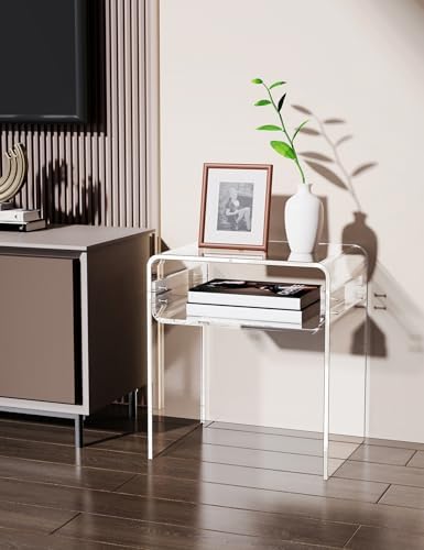 Clear Acrylic End Table 2-Tier Bedside nightstand - Image 5