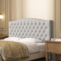 Furpopup Velvet Queen Size Headboard Only Upholstered Wall Mount Light Gray by Furpopup