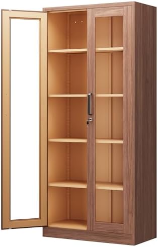 PEUKC Display Cabinet with Glass Doors, 71 Inches Metal Display Case with 4 by SleekSteelDesksShelvesbyPEUKC%E2%80%93WorkLiveOrganize