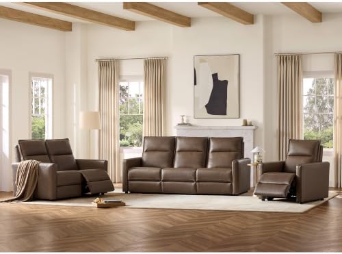 CHITA 3 Set Luxury Oversized Genuine Leather Power Recline SOFE by Unknown